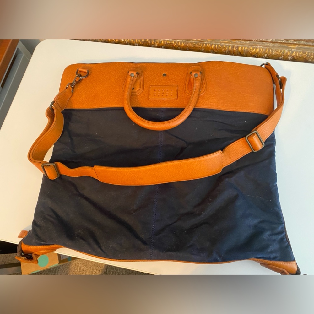 Moore and Giles, Gravely Garment Bag, Leather and Navy Canvas, Retail $895